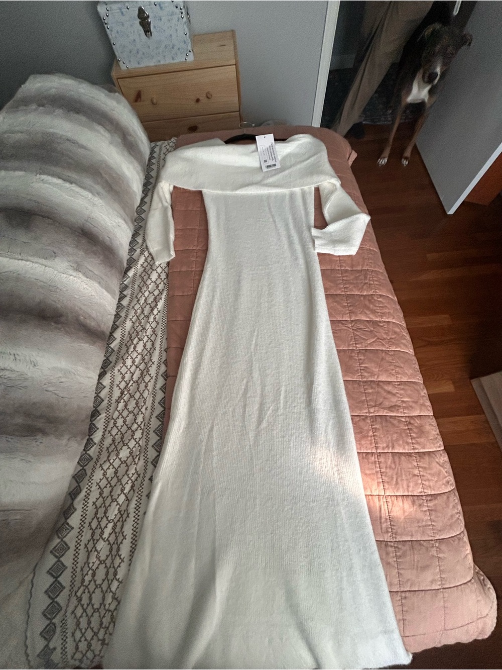 12th Tribe Cream Off-Shoulder Maxi Dress